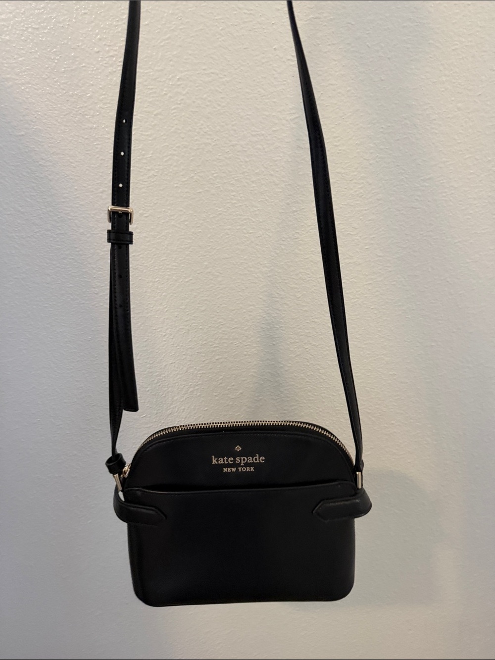 kate spade Black Leather Crossbody Camera Bag with Gold Hardware